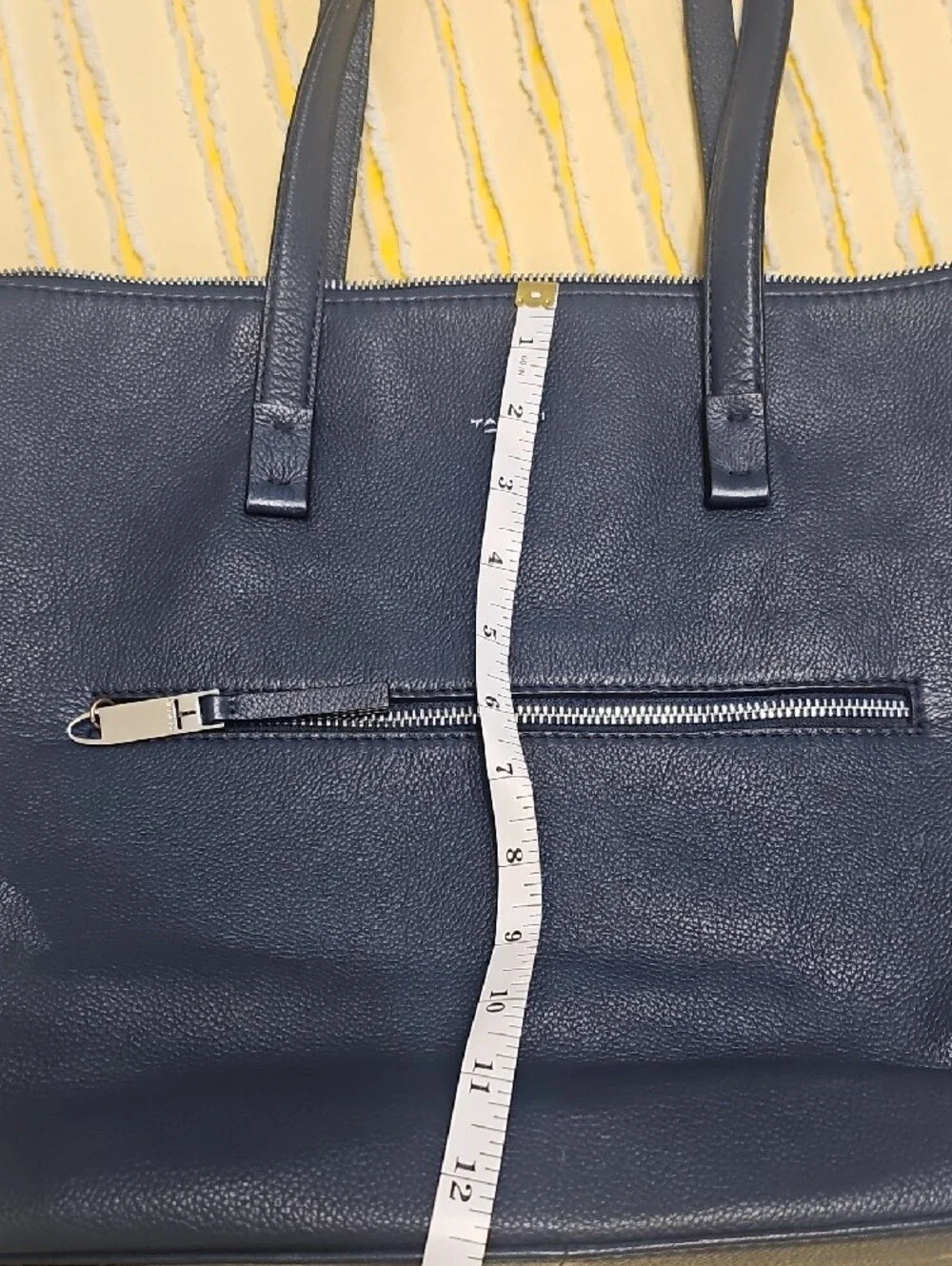 Tahari Black Pebbled Leather Brief Tote